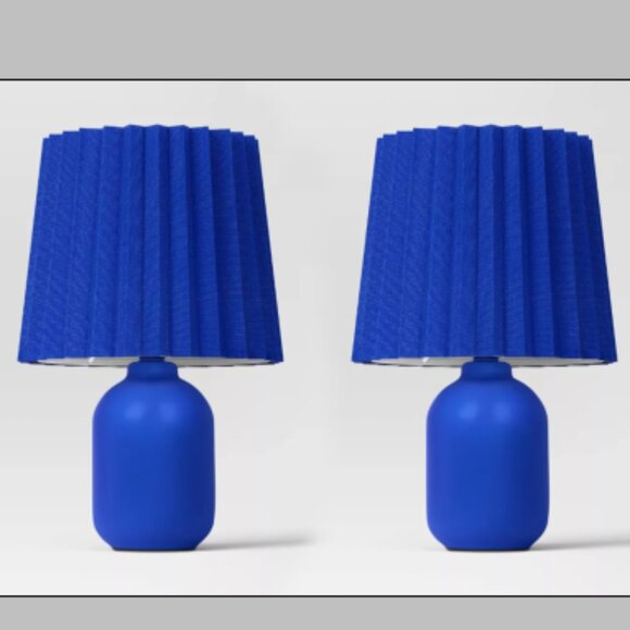 2 pcs Blue Mini Ceramic Lamp Brand New in a Box - Picture 1 of 5